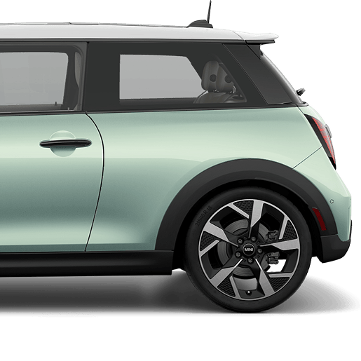 Side view of the rear half of the MINI Cooper 2 Door.