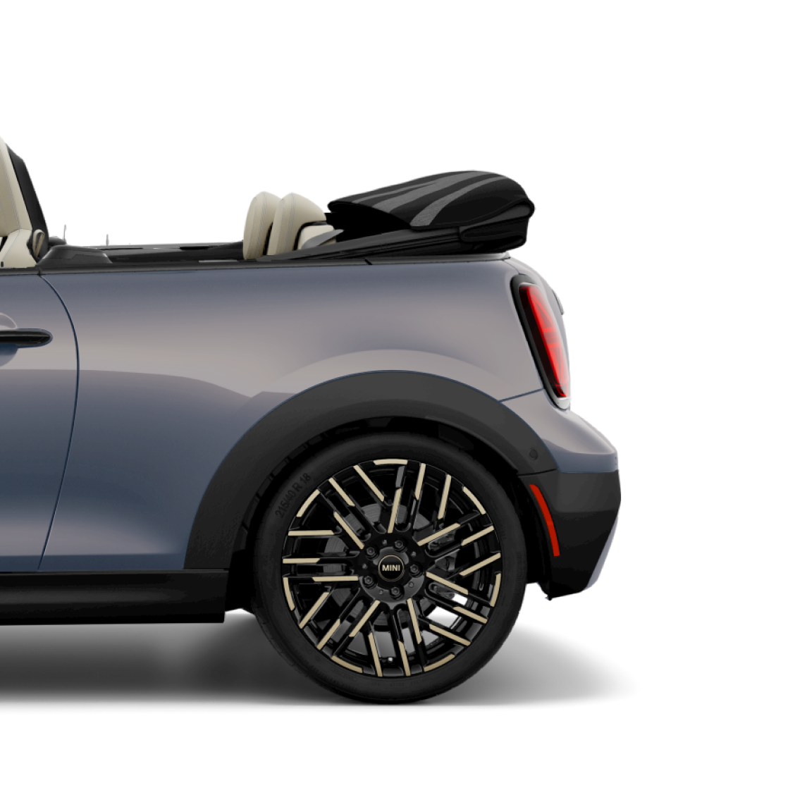 Side view of the rear half of the MINI Cooper Convertible