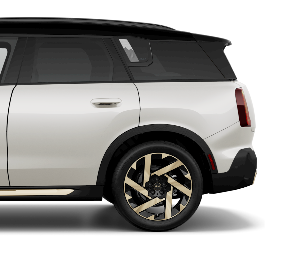 Side view of the rear half of a MINI Countryman SE ALL.